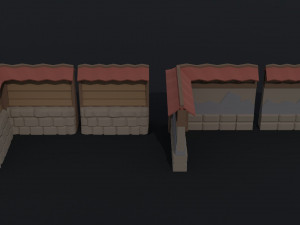 Cartoon fantasy asion fence Polygonal Style Modello 3D