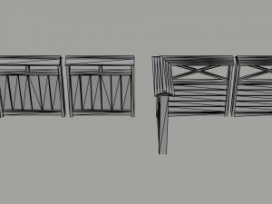 Cartoon fantasy asion fence Polygonal Style Modello 3D