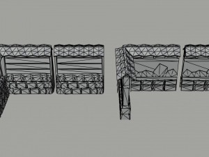 Cartoon fantasy asion fence Polygonal Style Modello 3D
