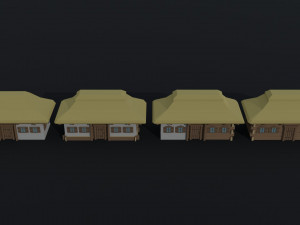 Cartoon medieval Ukraine village Polygonal Style 3D Model