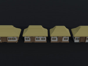 Cartoon medieval Ukraine village Polygonal Style 3D Model