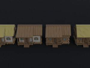Cartoon medieval Ukraine village Polygonal Style 3D Model