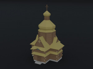 Cartoon medieval Ukraine village Polygonal Style 3D Model