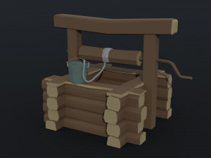 Cartoon medieval Ukraine village Polygonal Style 3D Model