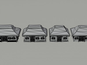 Cartoon medieval Ukraine village Polygonal Style 3D Model