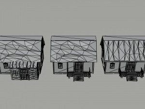 Cartoon medieval Ukraine village Polygonal Style 3D Model