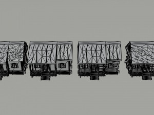 Cartoon medieval Ukraine village Polygonal Style 3D Model
