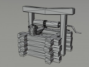 Cartoon medieval Ukraine village Polygonal Style 3D Model