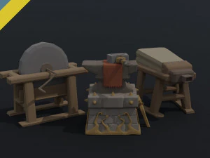 Ferramentas de ferreiro de desenho animado estilo poligonal Modelo 3D