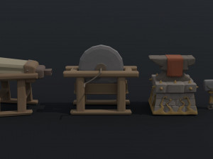 Cartoon blacksmith tools Polygonal Style 3D Model