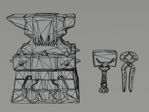 Cartoon blacksmith tools Polygonal Style 3D Model