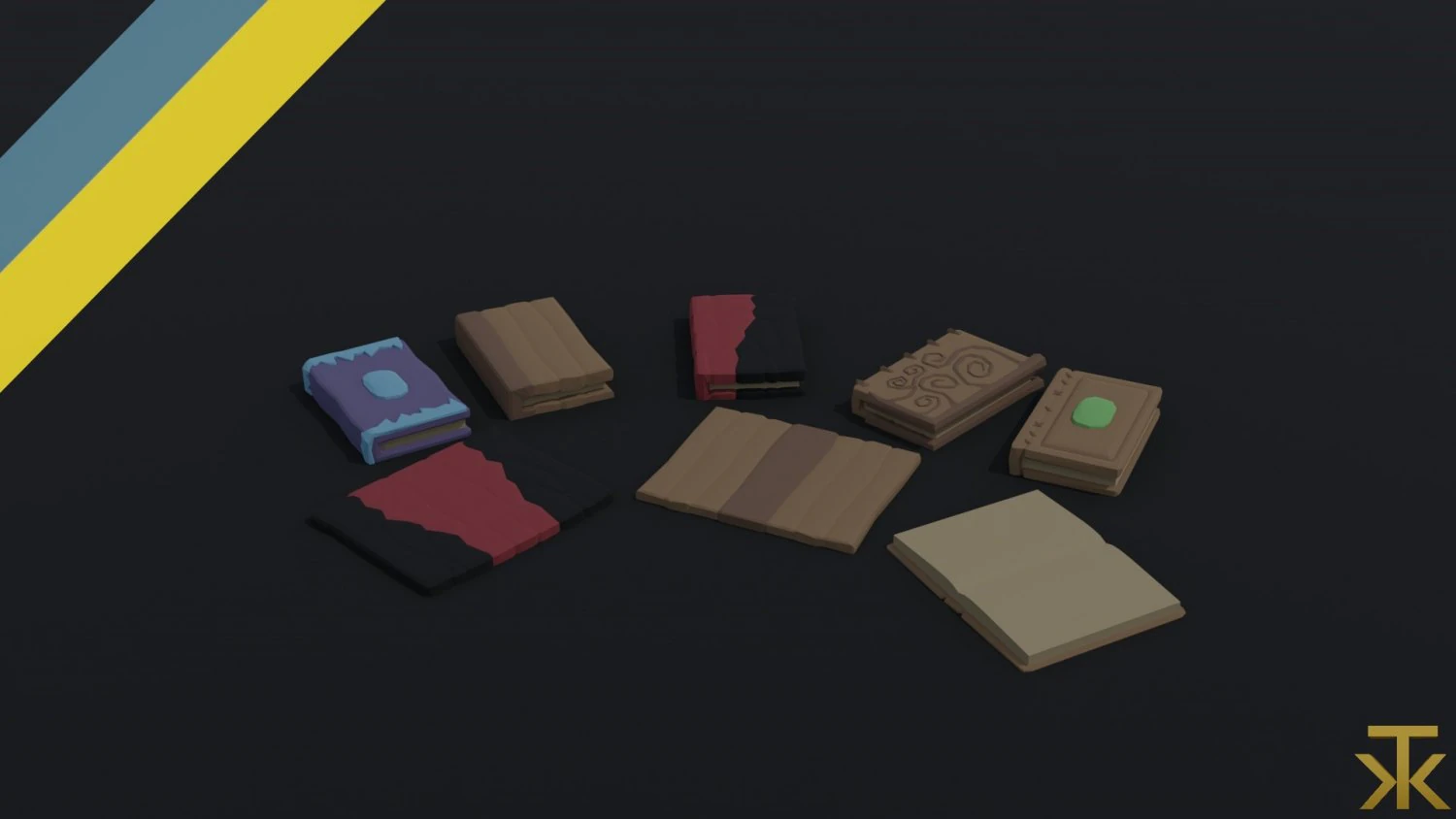Cartoon fantasy magic book Polygonal Style 3D Model .c4d .max .obj .3ds .fbx .stl .blend