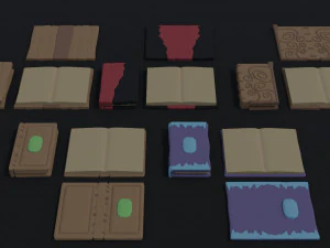 Cartoon fantasy magic book Polygonal Style 3D Model