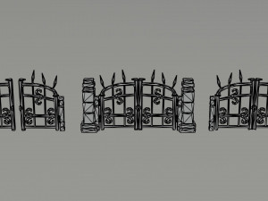 Cartoon fantasy cemetery fence kit 2 Polygonal Style 3D Model