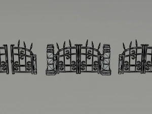 Kit de cerca de cemit&eacute;rio de fantasia de desenho animado 2 estilo poligonal Modelo 3D