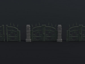 Cartoon fantasy cemetery fence kit 2 Polygonal Style 3D Model