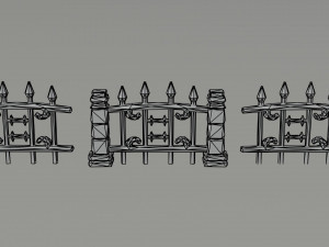 Cartoon fantasy cemetery fence kit 2 Polygonal Style 3D Model