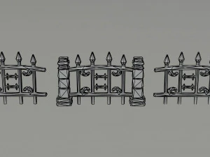 Kit de cerca de cemit&eacute;rio de fantasia de desenho animado 2 estilo poligonal Modelo 3D