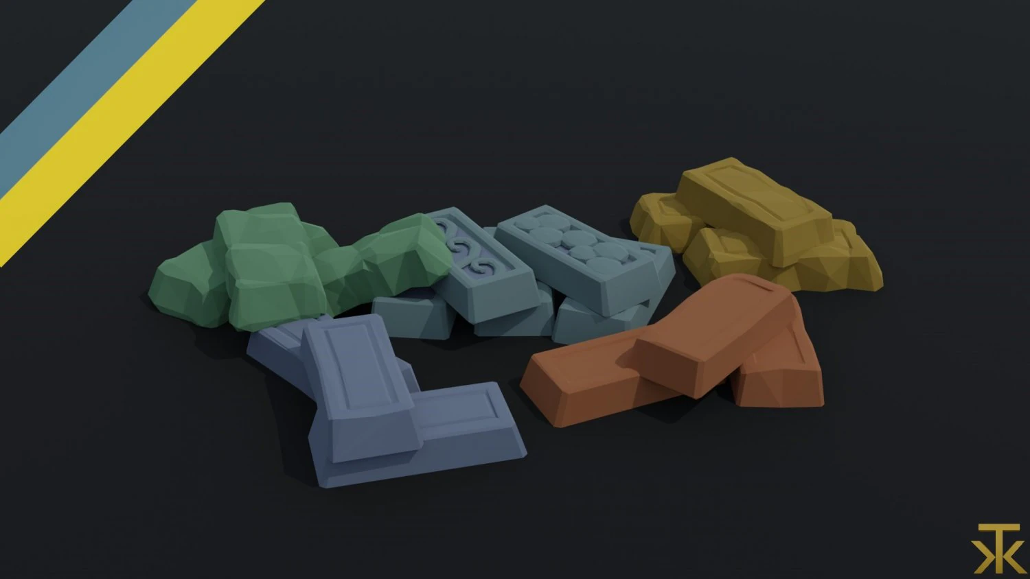 Cartoon fantasy ingots Polygonal Style 3D Model .c4d .max .obj .3ds .fbx .stl .blend 
