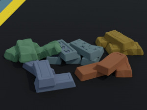 Cartoon fantasy ingots Polygonal Style 3D Model