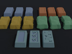 Cartoon fantasy ingots Polygonal Style 3D Model