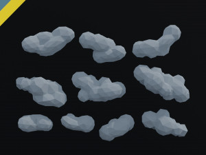 Cartoon clouds asset Polygonal Style 3D Model