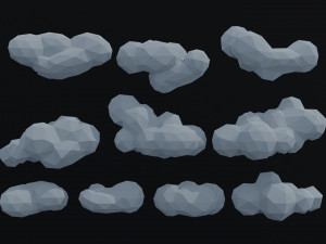 Cartoon clouds asset Polygonal Style Model 3D