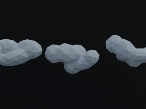 Cartoon clouds asset Polygonal Style Model 3D