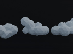 Cartoon clouds asset Polygonal Style Model 3D