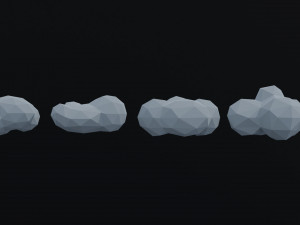 Cartoon clouds asset Polygonal Style Model 3D