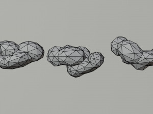 Cartoon clouds asset Polygonal Style Model 3D