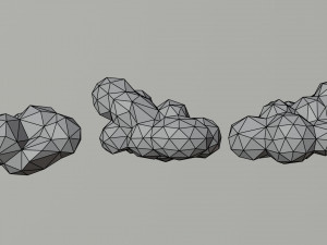 Cartoon clouds asset Polygonal Style Model 3D