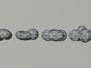 Cartoon clouds asset Polygonal Style Model 3D