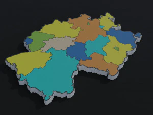 Political Map of Germany 3D Model