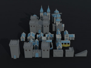 Cartoon fantasy light city asset Polygonal Style 3D 模型