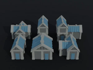 Cartoon fantasy light city asset Polygonal Style 3D Model