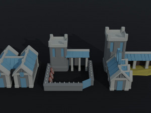 Cartoon fantasy light city asset Polygonal Style 3D 模型