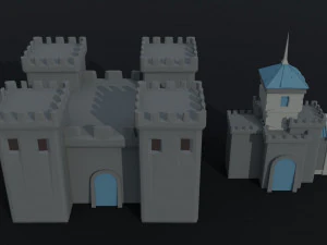 Cartoon fantasy light city asset Polygonal Style 3D Model