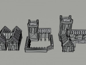 Cartoon fantasy light city asset Polygonal Style 3D 模型