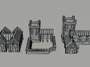 Cartoon fantasy light city asset Polygonal Style 3D Model