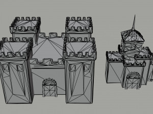 Cartoon fantasy light city asset Polygonal Style 3D 模型