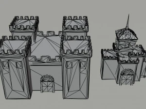 Cartoon fantasy light city asset Polygonal Style 3D Model