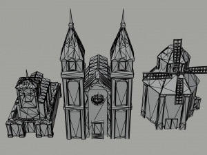 Cartoon fantasy light city asset Polygonal Style 3D 模型