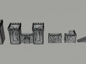 Cartoon fantasy light city asset Polygonal Style 3D Model