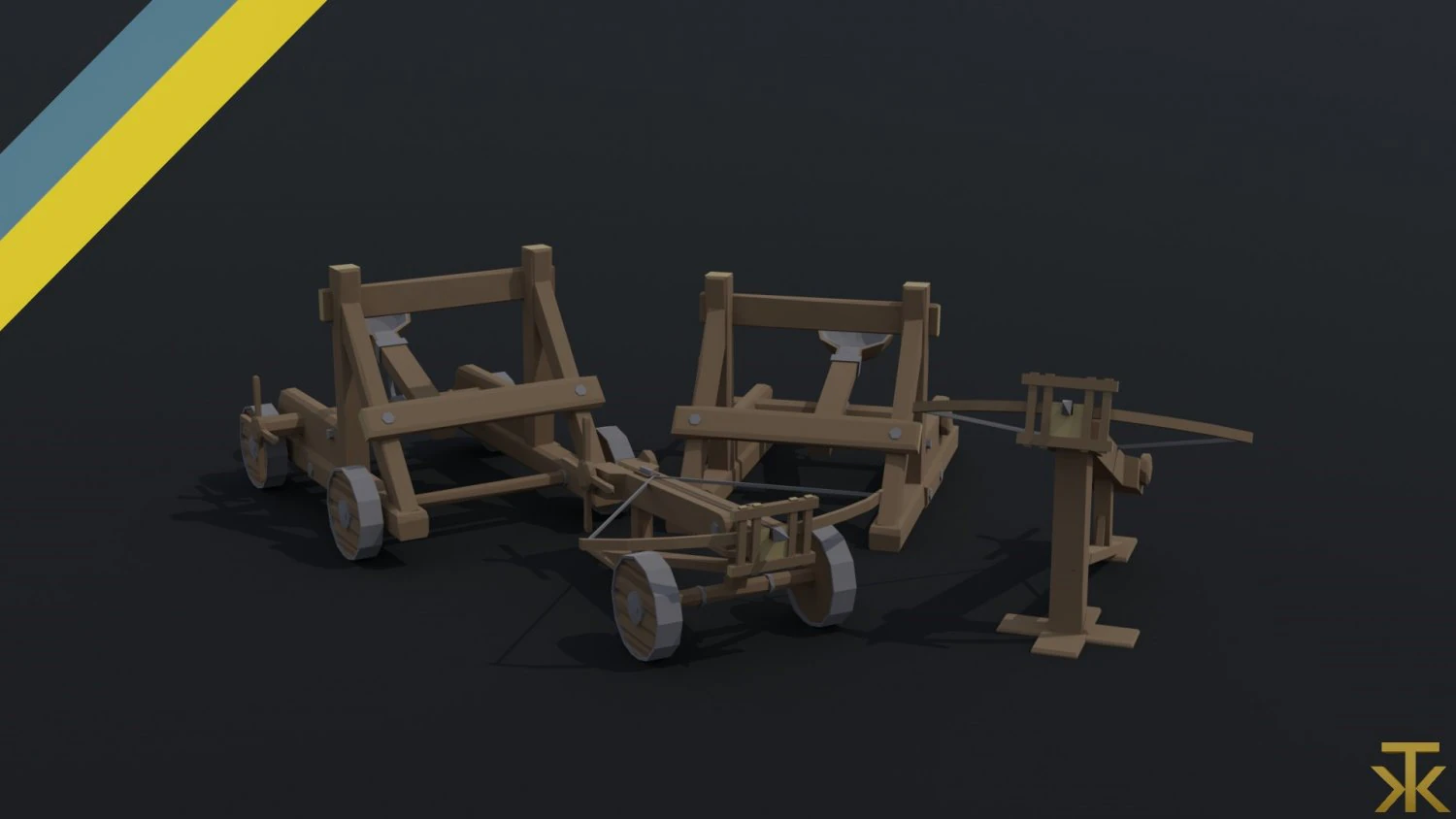 Cartoon siege engines asset Polygonal Style 3D Model .c4d .max .obj .3ds .fbx .stl .blend 