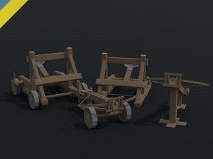 Cartoon siege engines asset Polygonal Style 3D Модель