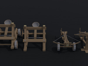 Cartoon siege engines asset Polygonal Style 3D Model