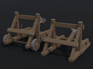 Cartoon siege engines asset Polygonal Style 3D Model