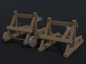 Cartoon siege engines asset Polygonal Style 3D Model
