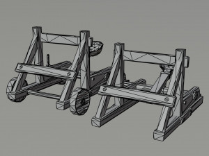 Cartoon siege engines asset Polygonal Style 3D Model